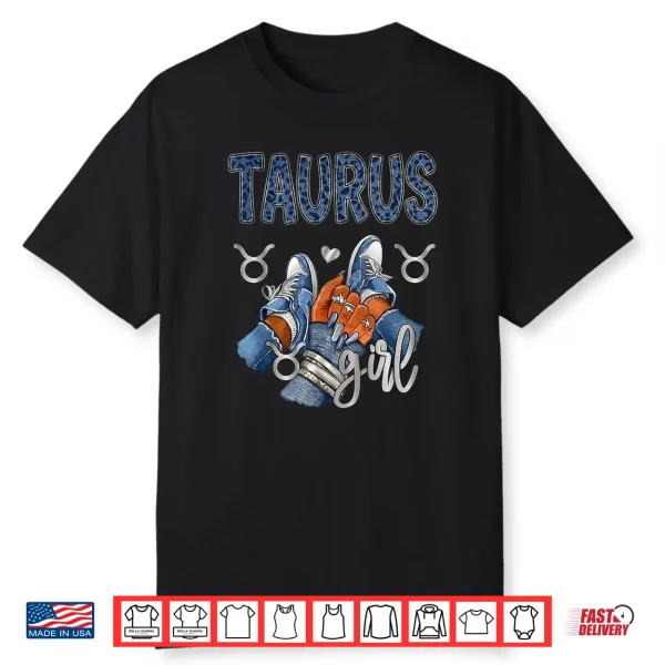 Taurus Birthday Zodiac Sneakers Nails Leopard Shirt