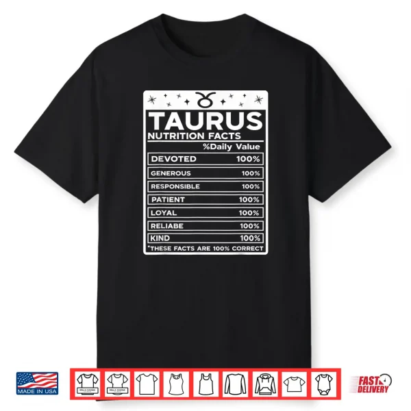 Taurus Nutritional Style Zodiac Design Taurus Shirt