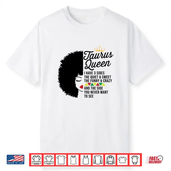 Taurus Queen Zodiac Personality Qualities Black Women Girl Shirt