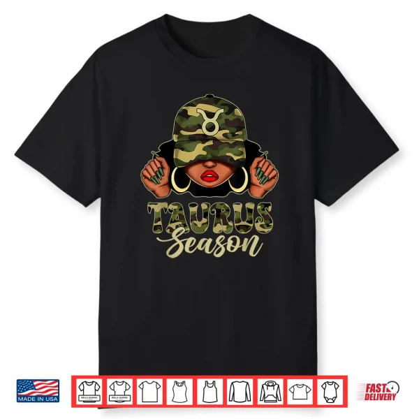 Taurus Season Afro Black Culture Camo Cap Zodiac Sign Shirt