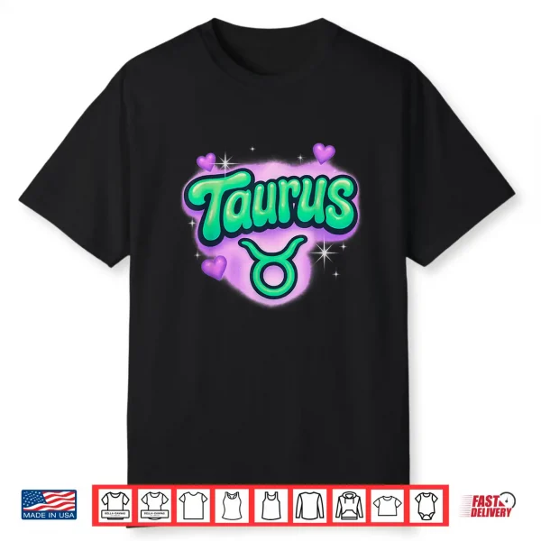 Taurus Zodiac Pastel Airbrush Cute Astrology Graphic Shirt