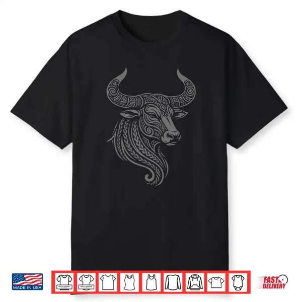 Taurus Zodiac Sign Tribal Tattoo Art Bull Horoscope Shirt