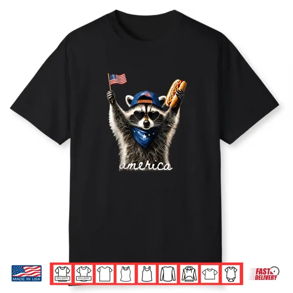 Usa America Raccoon Hot Dog 1776 2026 4Th Of July 250 Years Shirt