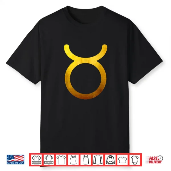 Vintage Gold Taurus Zodiac Symbol Art Astrology Star Sign Shirt