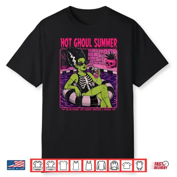 Vintage Hot Ghoul Summer Halloween Beach Summerween Cocktail Shirt