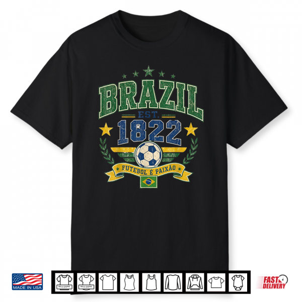 Vintage Retro Faded Brazil Brasilian Men Women Kids Tee Shirt