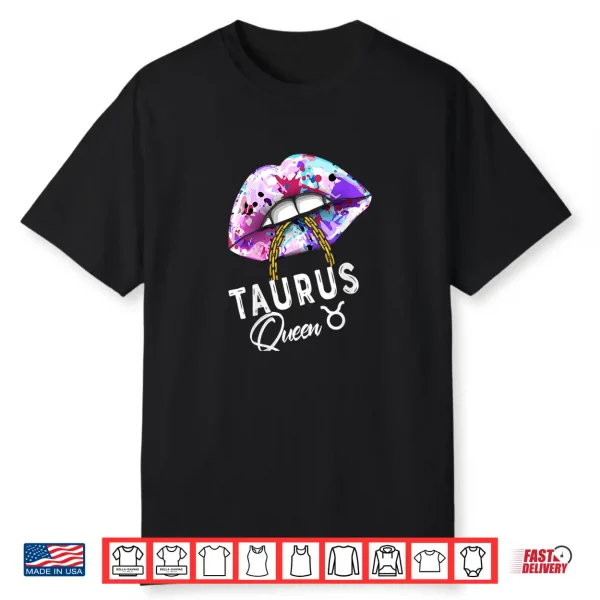 Womens Sexy Womens Taurus Queen Lips Zodiac Star Sign Chain Shirt