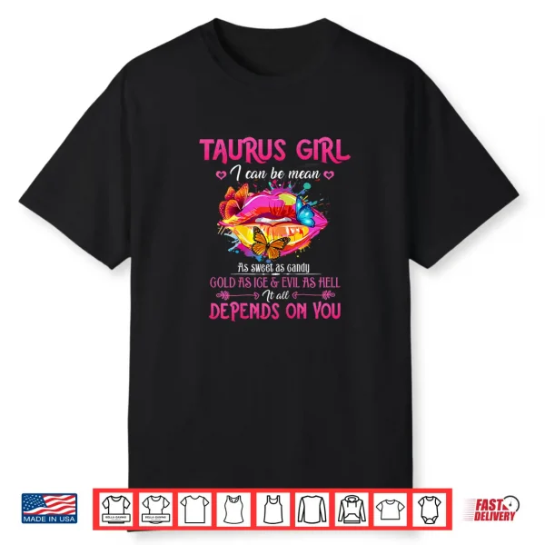 Womens Taurus Girl Lips April May Queen Birthday Zodiac Shirt
