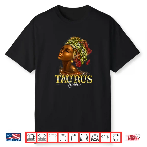 Womens Taurus Queen Womens Birth Date Symbol Zodiac Afro Birthday Shirt